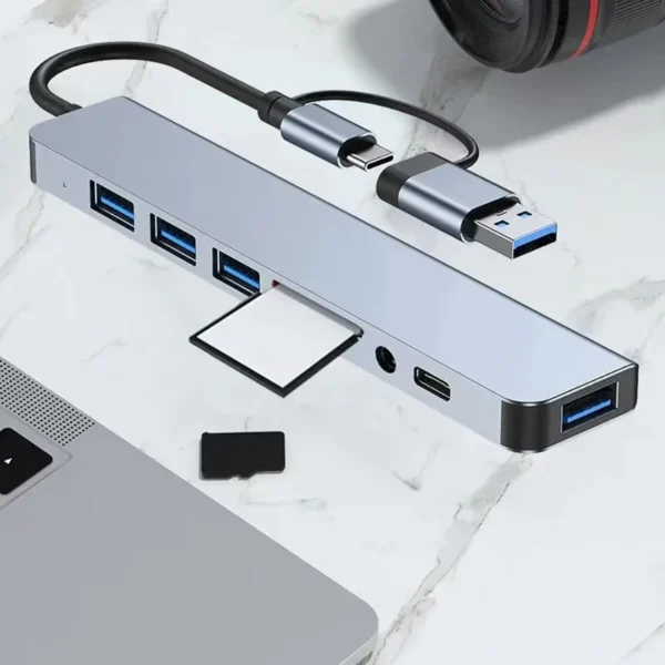 8 In 1 USB Type-C HUB with Splitter Card Reader USB 3.0 USB 2.0 SD/TF Splitter Card Reader Docking Station for HUAWEI Xiaomi PC - Image 4