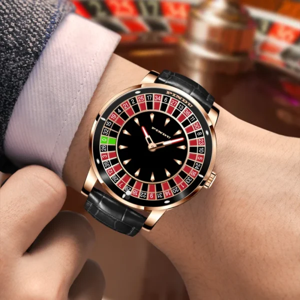 PINDU Design Mechanical Watch NH35 Movement Arabic numerals Rotating Dial Roulette Automatic Watch Diamond Luminous Hands P6616 - Image 3
