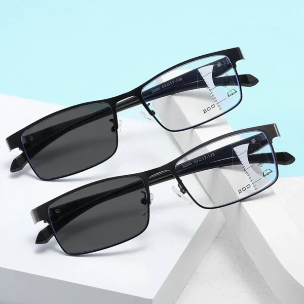 Progressive Multifocal Photochromic Reading Glasses Anti-blue Light Far Sight Glasses Men Half Frame Business Presbyopia Glasses - Image 3