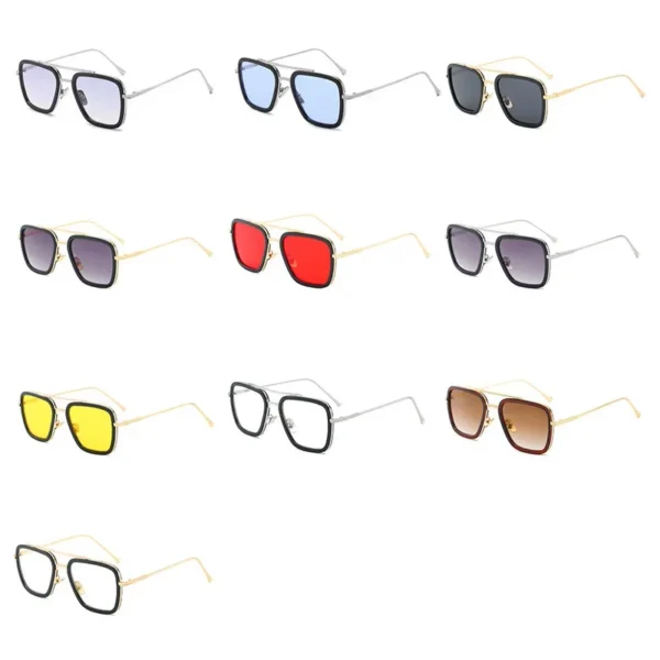 Steam Punk Tony Stark Sunglasses Men Women Fashion Square Driving Glasses Unisex Metal Frame Trendy Shades Oculos De Sol - Image 3