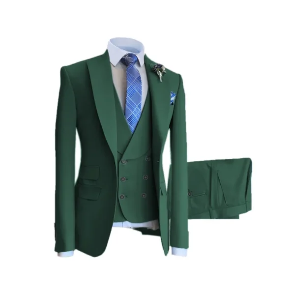 Lansboter Beige Men's Suit 3Pcs Solid Color Single Breasted Slim Fitting Business Banquet Wedding Dress Jacket Vest With Pants - Image 6