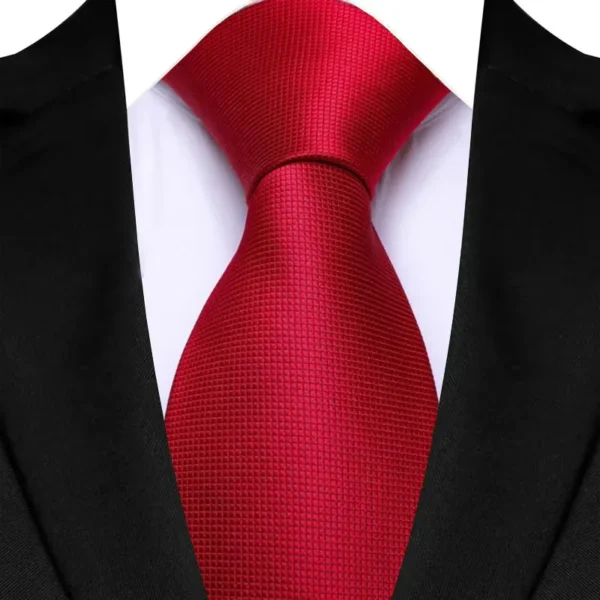Luxury 8CM Mens Necktie Red Color Solid Stripes Paisley Ties For Man Groom Jacquard Woven Neck Tie For Business Wedding Party - Image 3