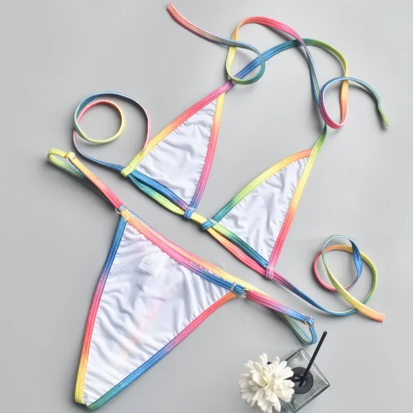Womens Bikini Sexy Adult Three Point Multi Color Thin Straps Lace Up See Through Lingerie Hot Women's Swimsuit Women Underwear