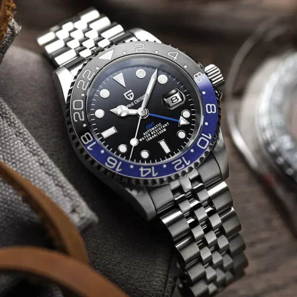 PAGANI DESIGN PD-1662 Luxury GMT Men Mechanical Wristwatch Sapphire Glass Stainless Steel 100M Waterproof Automatic Watches - Image 4