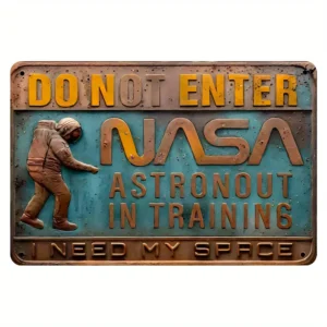 NASA Astronaut in Training 3D Embossed Effect Metal Tin Sign, Iron Wall Art Decor, Suitable for Home, Bedroom, Cafe, Bar, Office