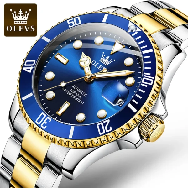 OLEVS 6650 Men Watch Classic Original Automatic Mechanical Watch For Man Zircon Scale Waterproof Luminous Stainless Steel Reloj - Image 2
