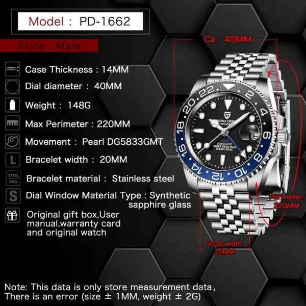 PAGANI DESIGN 40MM Ceramic GMT Automatic Watch Men's Mechanical Watch Sapphire Glass 100m Waterproof Men's Mechanical Watch - Image 6