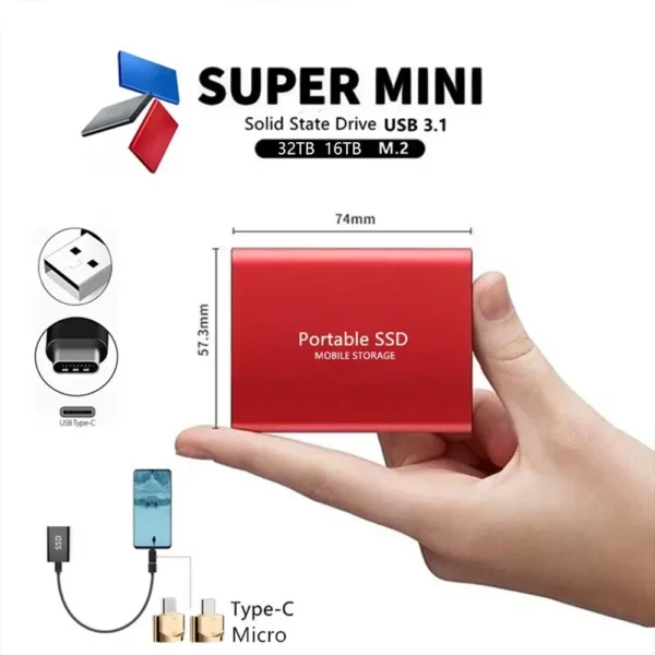 High-speed External Solid State Drive 1TB Portable External Hard Drive ssd 2TB External hard disk ssd hard drive For Laptop Mac - Image 2