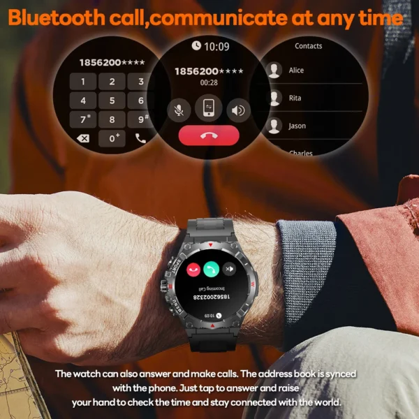 Military GPS Smart Watch Men AMOLED HD Screen Altitude Compass Heart Rate Sports Watch BT Calling IP68&10ATM Waterproof Watch - Image 3