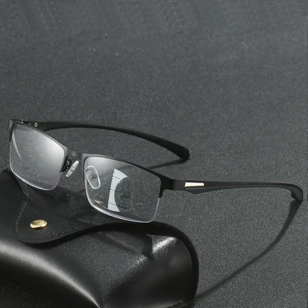 Progressive Multifocal Photochromic Reading Glasses Anti-blue Light Far Sight Glasses Men Half Frame Business Presbyopia Glasses - Image 2