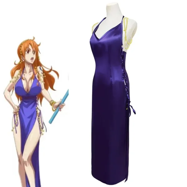 Nami Cosplay Fantasy Sexy Purple Dress Wigs Costume Anime Pirate Costume Adult Women Roleplay Fantasia Outfit Female Halloween - Image 6