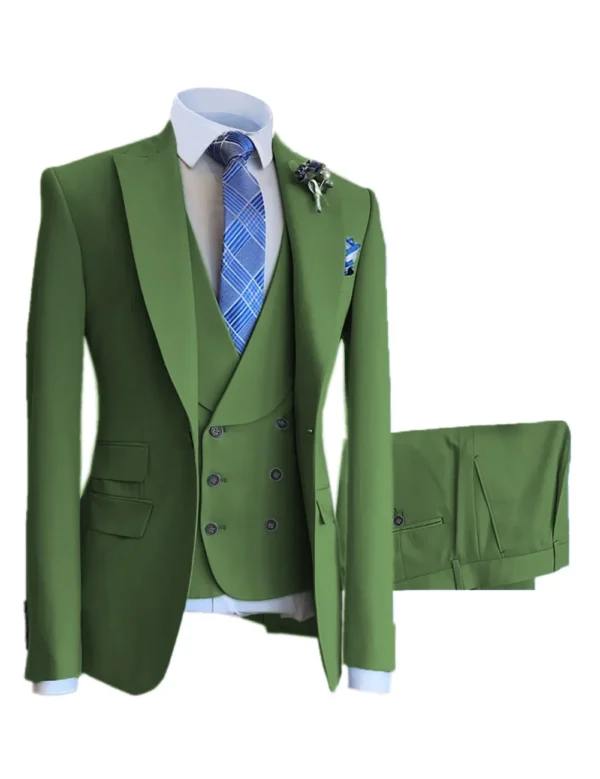 Lansboter Beige Men's Suit 3Pcs Solid Color Single Breasted Slim Fitting Business Banquet Wedding Dress Jacket Vest With Pants - Image 2