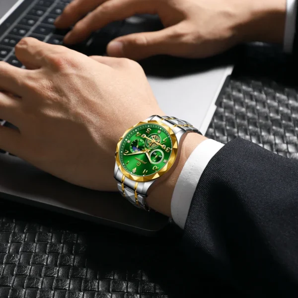 PENGAGAR Luxury Fashion Top Brand Men's Watches Stainless Steel Waterproof Luminous Timer Men Quartz Movement Watchs Clock Reloj - Image 3