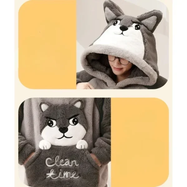 Autumn Winter Homewear Coral Fleece Men Pajamas Thick Fur Flannel Cartoon Boy Loungewear Sets Plus-size Nightgown Suit Pyjamas - Image 5