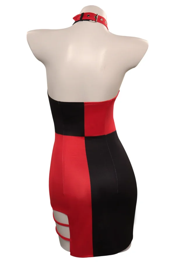 Quinzel Cosplay Sexy Bodycon Mini Dress Women Costume Movie Super Villain Roleplay Fantasia Outfit Backless Ropa Woman Halloween - Image 3