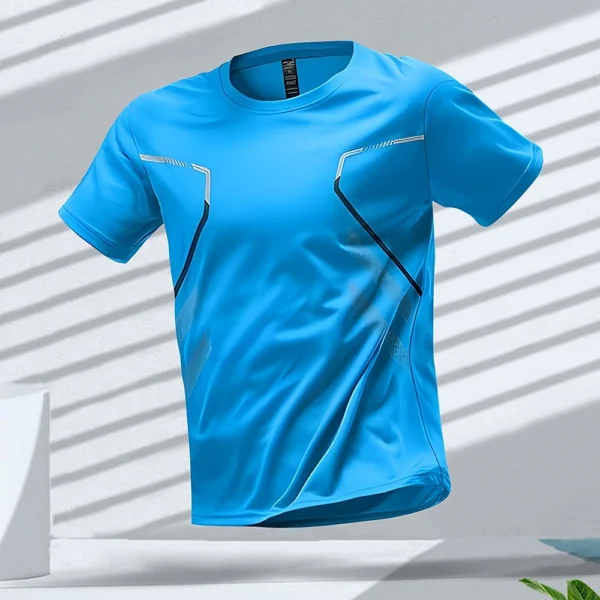 Men's T-shirts Sports Run T Shirts Outdoor Workout Quick-drying Breathable Short Sleeve Casual Round Neck Tees Summer Loose Tops - Image 2