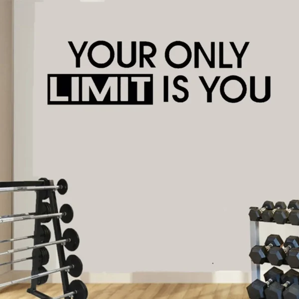 Your Only Limit Is You Quotes Gym Studio Decor Wall Sticker Home Gym Fitness Decals Motivational Workout Wallpaper Murals