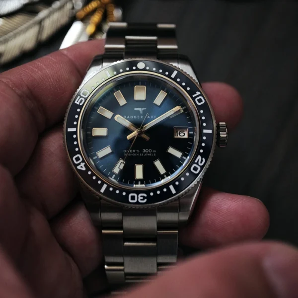 DAGGER-AXE Men's Watch Sand Dial 39mm Automatic Mechanical Watch 314L Stainless Steel Dome Sapphire Glass Wristwatches