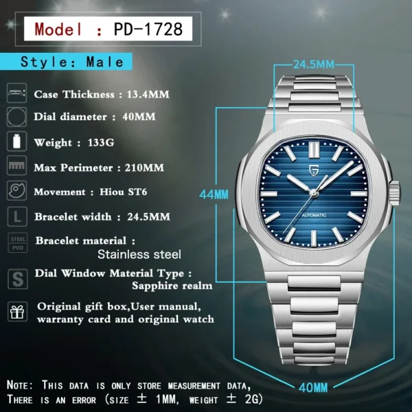 PAGANI DESIGN 40MM Sapphire Seagull ST6 Mechanical Stainless Steel Men's Watch Automatic Winding Waterproof Relogio Masculino - Image 6