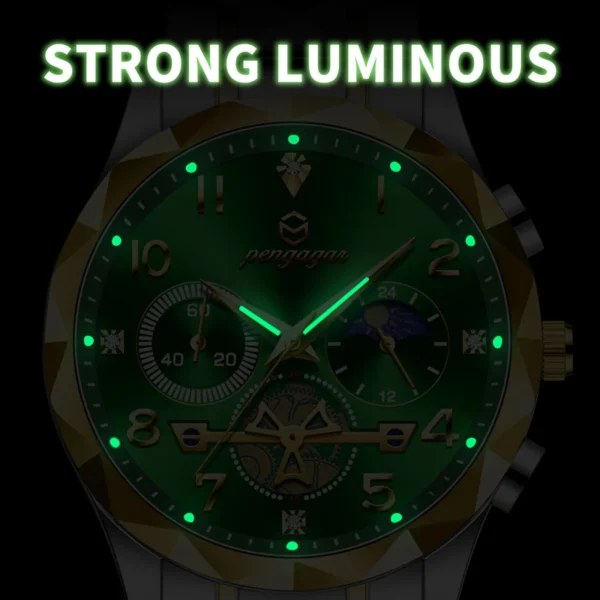 PENGAGAR Luxury Fashion Top Brand Men's Watches Stainless Steel Waterproof Luminous Timer Men Quartz Movement Watchs Clock Reloj - Image 5