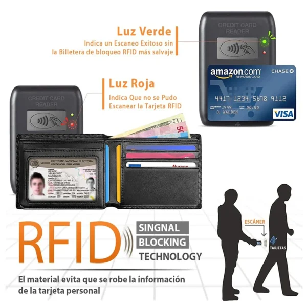 Slim Minimalist Tri-Fold Wallet Carbon Fiber RFID Blocking Men's Wallet With ID Window and 9 Card Slots - Image 4