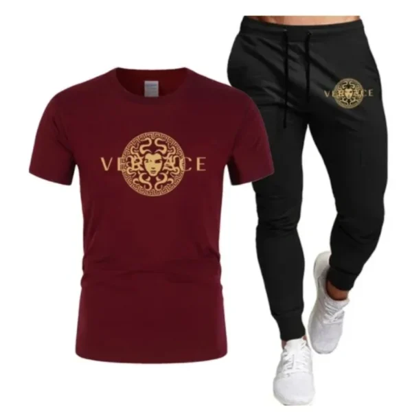 Men's Printed Fitness Tshirt and Pants Set, Urban Tracksuit, Men's Running Wear, Intel Suit - Image 3
