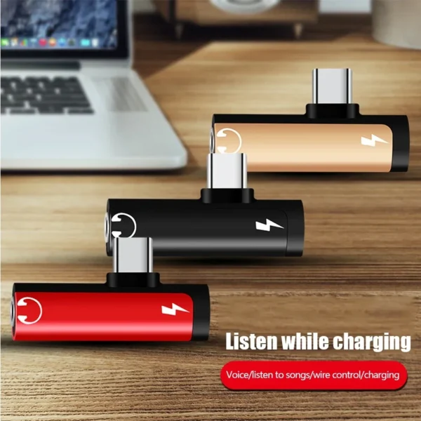 Type C Dual-port Audio Adapter To 3.5Mm Jack Headphone 2-in-1 Adapter Audio Charger Dispenser Accessories Only For Xiaomi Huawei - Image 5