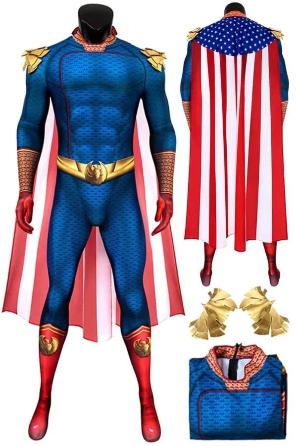 Halloween Adult Homelander Cosplay Jumpsuit Clothing Costume Adult Men Roleplay Role Play Fancy Dress Up Party Bodysuit