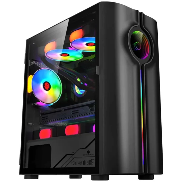 WJCOOLMAN Unlimited Player Black Gaming Computer Case with 4Fan Positions 240 AIO Support M-ATX/MINI-ITX Panoramic Version - Image 6