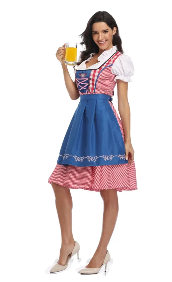 Adult Women Oktoberfest Dirndl Carnival Party Traditional German Bavaria Beer Girl Dress Maid Costume Dress+Apron Outfit - Image 5