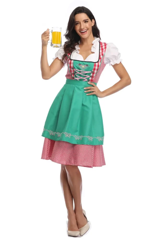 Adult Women Oktoberfest Dirndl Carnival Party Traditional German Bavaria Beer Girl Dress Maid Costume Dress+Apron Outfit - Image 6