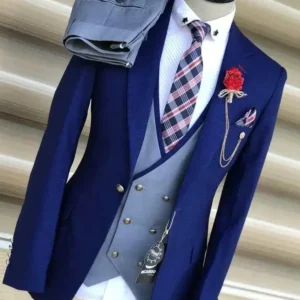 Business Suits for Men Wedding Groom Notch Lapel Double Breasted Vest Men Dress Costume Homme Prom Party Men Clothes 3 Pcs