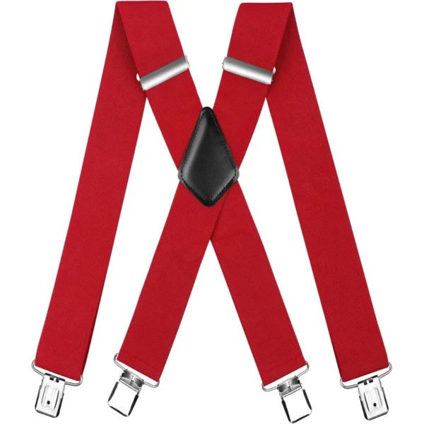 Men's Suspender Trousers Braces with Strong 2 inch Wide 4 Clips Heavy Duty for Men High Elastic X Style Adjustable Suspenders