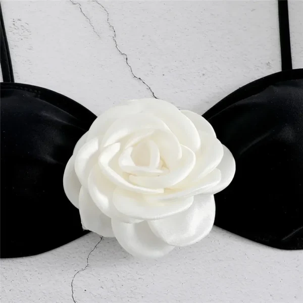 3D Flower Two Pieces Bikini Swimsuit for Women 2024 New Lace Up Swimwear Female Separate Bandeau Biquini Beach Bathing Suit - Image 4