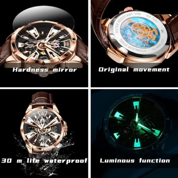 Olevs 7051 Mens Watch waterproof luminous multifunctional automatic mechanical watch skeleton watches Luxury men Reloj - Image 3