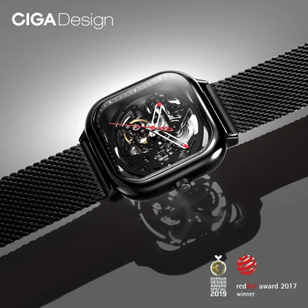 CIGA Design Anti-seismic Skeleton Automatic Watches for Men Women Full Hollow Mechanical Watches 316L Stainless Steel Wristwatch - Image 3