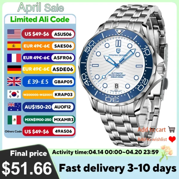 2025 New PAGANI DESIGN PD1685 Men's Watches Mechanical Wristwatch For Men Automatic Watch Men Japan NH35A 20Bar Waterproof Clock