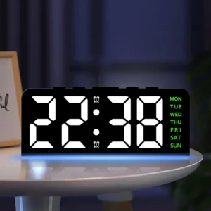 LED Alarm Clock Digital - Multi Functional Digital Alarm Clock with Atmosphere Light ，Display Date and Dual Alarm Clock Design
