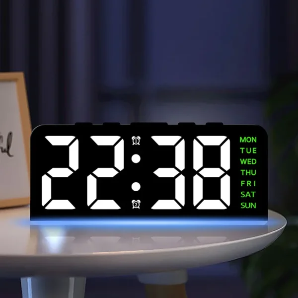LED Alarm Clock Digital - Multi Functional Digital Alarm Clock with Atmosphere Light ，Display Date and Dual Alarm Clock Design