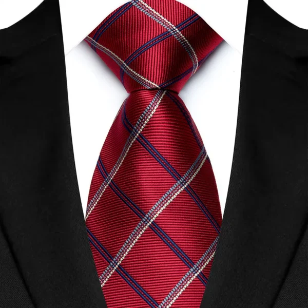 Luxury 8CM Mens Necktie Red Color Solid Stripes Paisley Ties For Man Groom Jacquard Woven Neck Tie For Business Wedding Party - Image 4