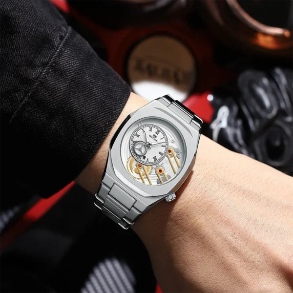 Men Quartz Clock Fashion Alloy Men's Watch with Three-dimensional Dial Steel Strip Business Waterproof Watches - Image 5