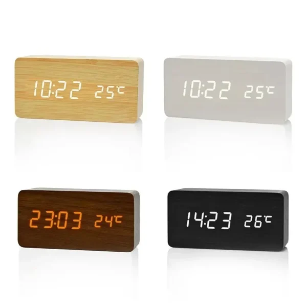 Xiaomi MIJIA Wooden Digital Alarm Clock LED Table Clock with Temperature for Bedroom Office Desk Decorations - Image 4