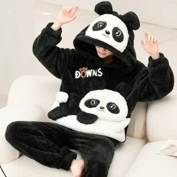 Autumn Winter Homewear Coral Fleece Men Pajamas Thick Fur Flannel Cartoon Boy Loungewear Sets Plus-size Nightgown Suit Pyjamas - Image 3