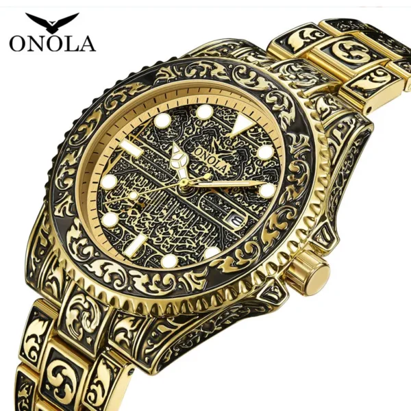 ONOLA brand vintage watch man waterproof Original steel band wristwatch fashion casual luxury gold mens watch relogio masculino - Image 2
