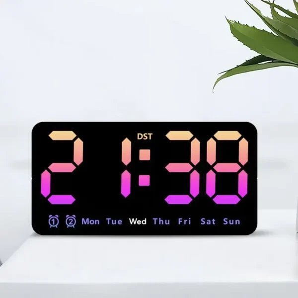 Voice Control Wall Clock Large LED Alarm Clock with Temperature Date Week DST Snooze Dual Alarm Desktop Clock Home Decoration - Image 3