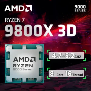 AMD Ryzen™ 7 9800X3D New Processor , 3D V-Cache 8C/16T 120W up to 5.2 GHz, L3=96M 100-100001084 Socket AM5 but without cooler