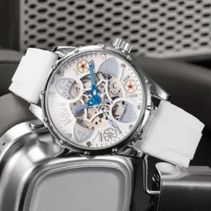 Original Men's Watch Fully Automatic Mechanical Hollow Watches Luxurious Fashion Luminous Waterproof Silicone Rubber Strap Watch