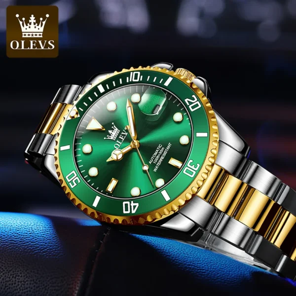 OLEVS 6650 Men Watch Classic Original Automatic Mechanical Watch For Man Zircon Scale Waterproof Luminous Stainless Steel Reloj - Image 3