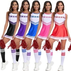 Sexy Kid Girls Adult Cheerleader Costume Stage Performance Cheerleading Dress racer Parent-Child Cosplay Uniform Full Set