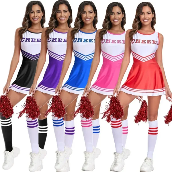 Sexy Kid Girls Adult Cheerleader Costume Stage Performance Cheerleading Dress racer Parent-Child Cosplay Uniform Full Set